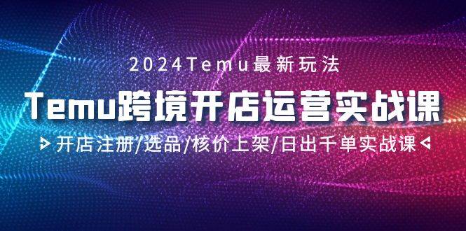 2024Temu跨境开店运营实战课，开店注册/选品/核价上架/日出千单实战课去创吧-网创项目资源站-副业项目-创业项目-搞钱项目黑蛋搞钱