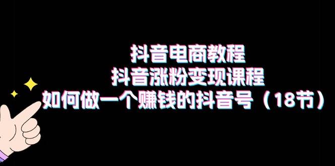抖音电商教程：抖音涨粉变现课程：如何做一个赚钱的抖音号（18节）去创吧-网创项目资源站-副业项目-创业项目-搞钱项目黑蛋搞钱
