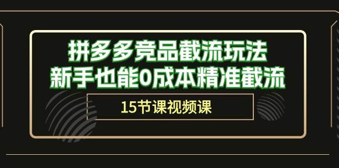 拼多多竞品截流玩法，新手也能0成本精准截流（15节课）去创吧-网创项目资源站-副业项目-创业项目-搞钱项目黑蛋搞钱