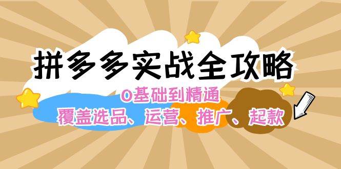 拼多多实战全攻略：0基础到精通，覆盖选品、运营、推广、起款去创吧-网创项目资源站-副业项目-创业项目-搞钱项目黑蛋搞钱