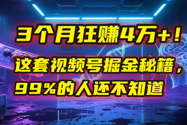 3个月，4万+！这是我最近在视频号刚拿到的结果。去创吧-网创项目资源站-副业项目-创业项目-搞钱项目黑蛋搞钱
