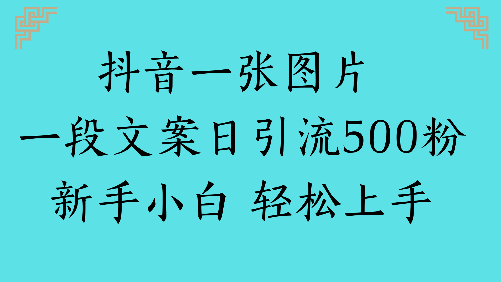 抖音一张图片 一段文案日引流500粉新手小白 轻松上手去创吧-网创项目资源站-副业项目-创业项目-搞钱项目黑蛋搞钱