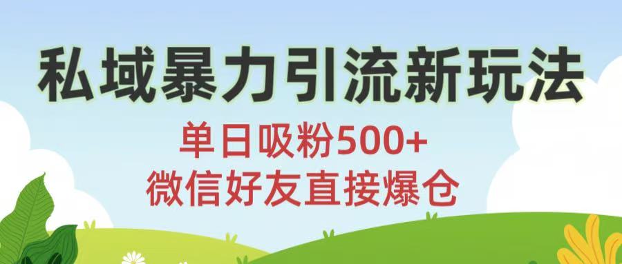 私域暴力引流新玩法!单日吸粉500+，微信好友直接爆仓去创吧-网创项目资源站-副业项目-创业项目-搞钱项目黑蛋搞钱
