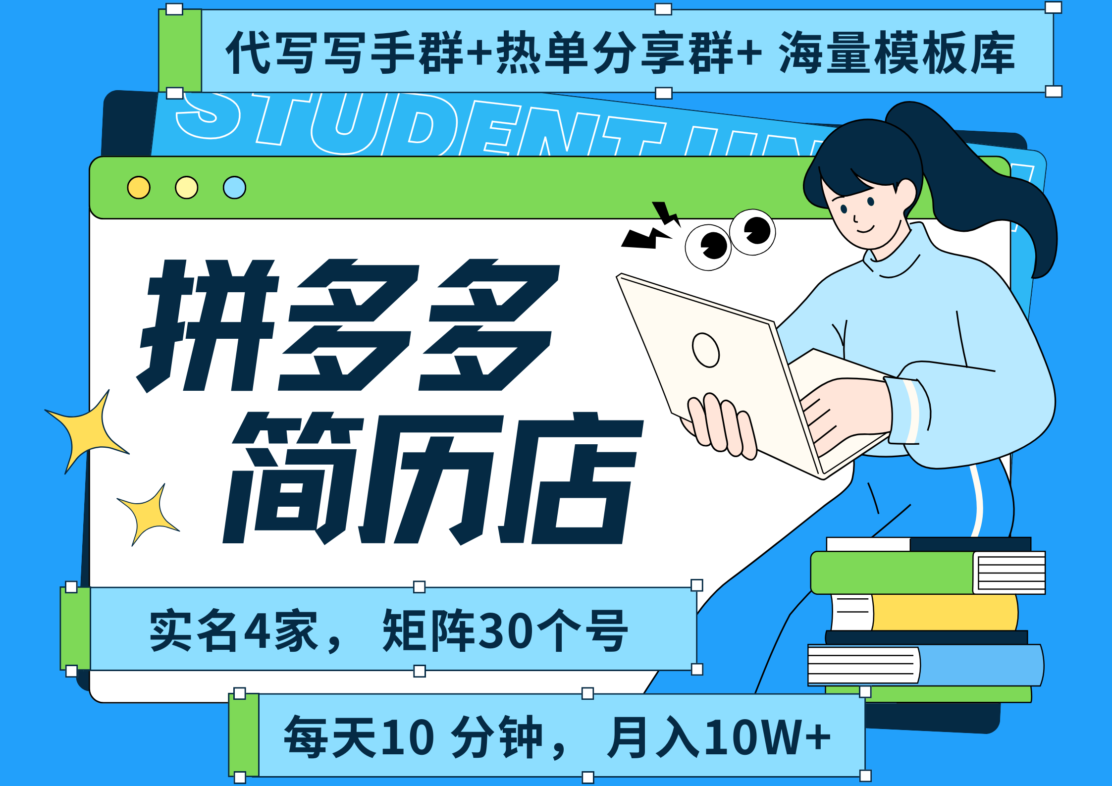 拼多多 虚拟资料 简历 海报代写 全SOP流程 毫无保留分享（含后端资料以及代写渠道）每天十分钟 每人实名四个店  矩阵30个账号  轻轻松松 月入10W去创吧-网创项目资源站-副业项目-创业项目-搞钱项目黑蛋搞钱