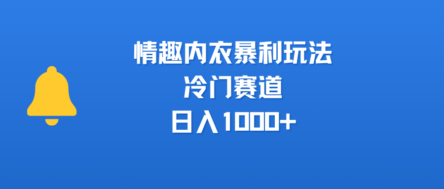 情趣内衣暴利玩法，冷门赛道，日入1000+去创吧-网创项目资源站-副业项目-创业项目-搞钱项目黑蛋搞钱
