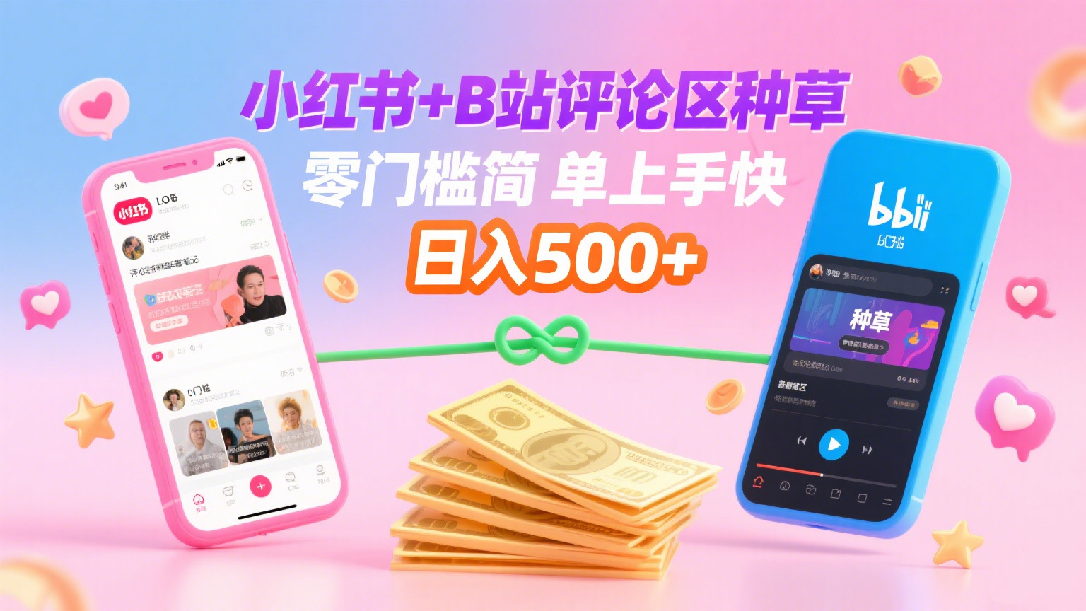 小红书+B站评论区种草，0门槛1分钟一单，只需复制粘贴，日入500+去创吧-网创项目资源站-副业项目-创业项目-搞钱项目黑蛋搞钱