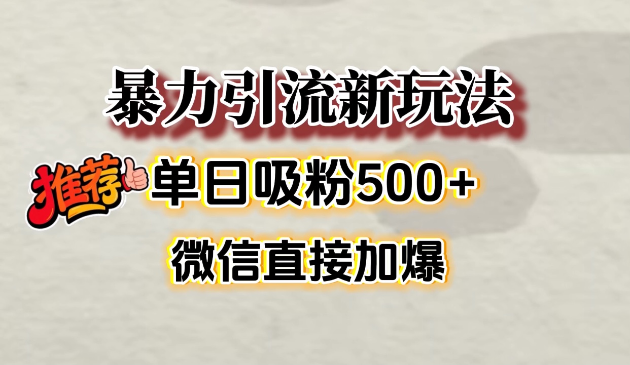 微信加爆的引流超级方法，单日吸粉500➕去创吧-网创项目资源站-副业项目-创业项目-搞钱项目黑蛋搞钱