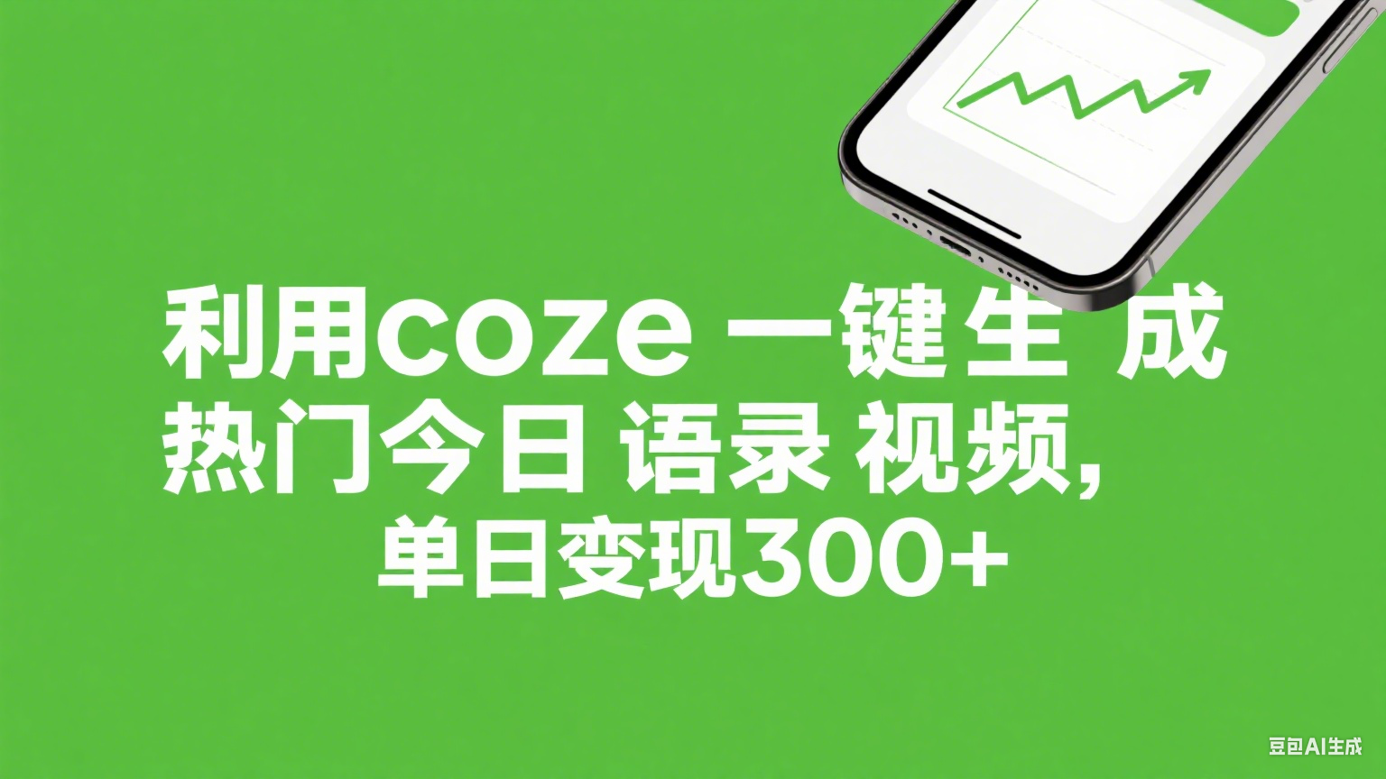 利用coze一键生成热门今日语录视频，单日变现300+去创吧-网创项目资源站-副业项目-创业项目-搞钱项目黑蛋搞钱