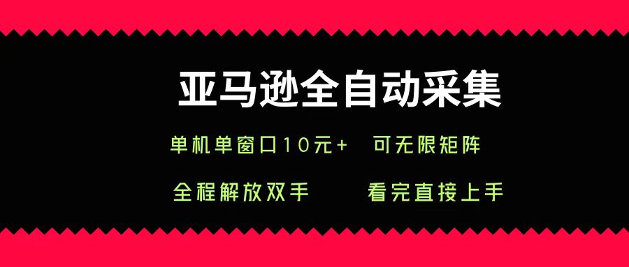 亚马逊全自动采集，单机单窗口一天10+，可无限矩阵去做去创吧-网创项目资源站-副业项目-创业项目-搞钱项目黑蛋搞钱