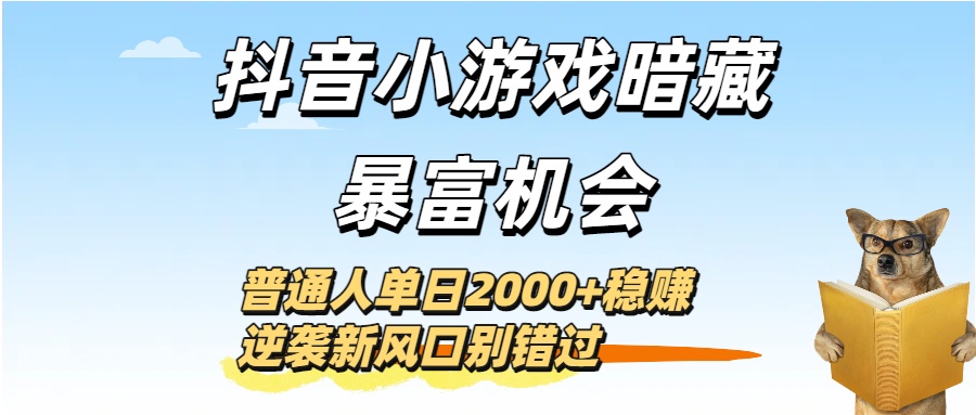 抖音小游戏暗藏暴富机会！普通人单日2000+稳赚，逆袭新风口别错过去创吧-网创项目资源站-副业项目-创业项目-搞钱项目黑蛋搞钱