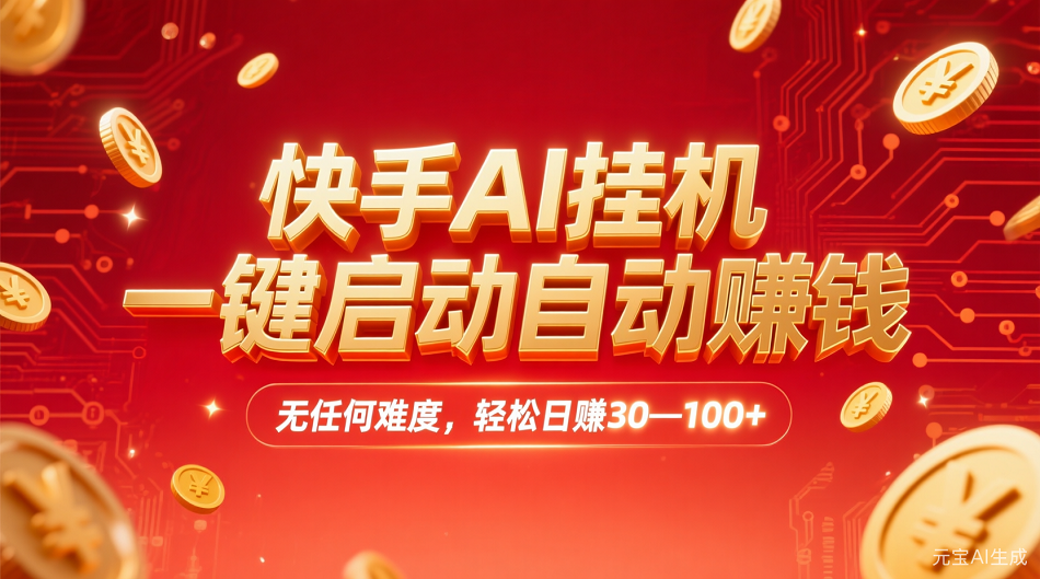 快手AI,一键启动自动赚钱 无任何难度,轻松一天30—100+去创吧-网创项目资源站-副业项目-创业项目-搞钱项目黑蛋搞钱