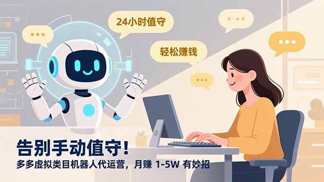 告别手动值守！多多虚拟类目机器人代运营，月赚 1-5W 有妙招去创吧-网创项目资源站-副业项目-创业项目-搞钱项目黑蛋搞钱