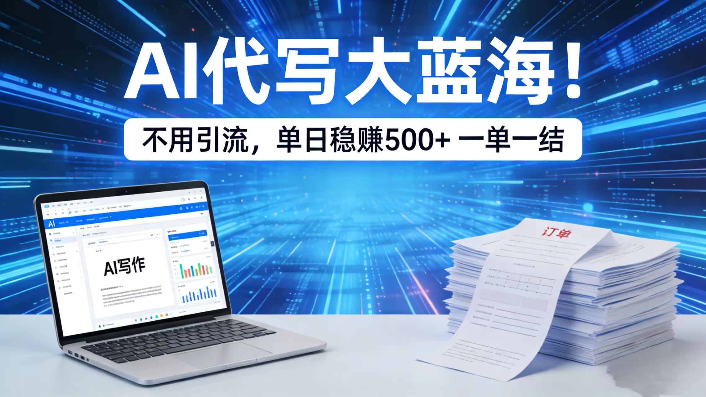 AI 代写大蓝海!不用引流,单日稳赚 500 + 一单一结去创吧-网创项目资源站-副业项目-创业项目-搞钱项目黑蛋搞钱