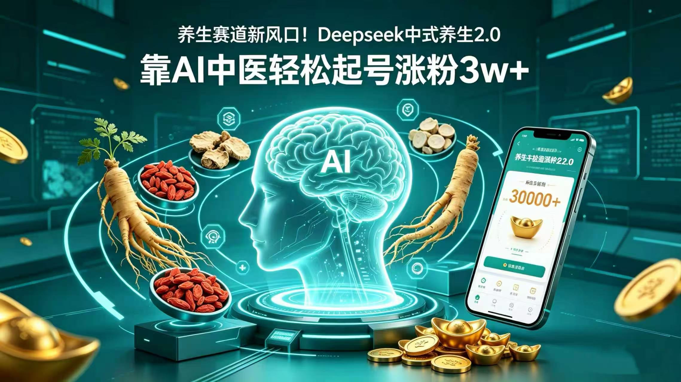 养生赛道新风口！Deepseek 中式养生 2.0，靠 AI 中医轻松起号涨粉 3w+去创吧-网创项目资源站-副业项目-创业项目-搞钱项目黑蛋搞钱