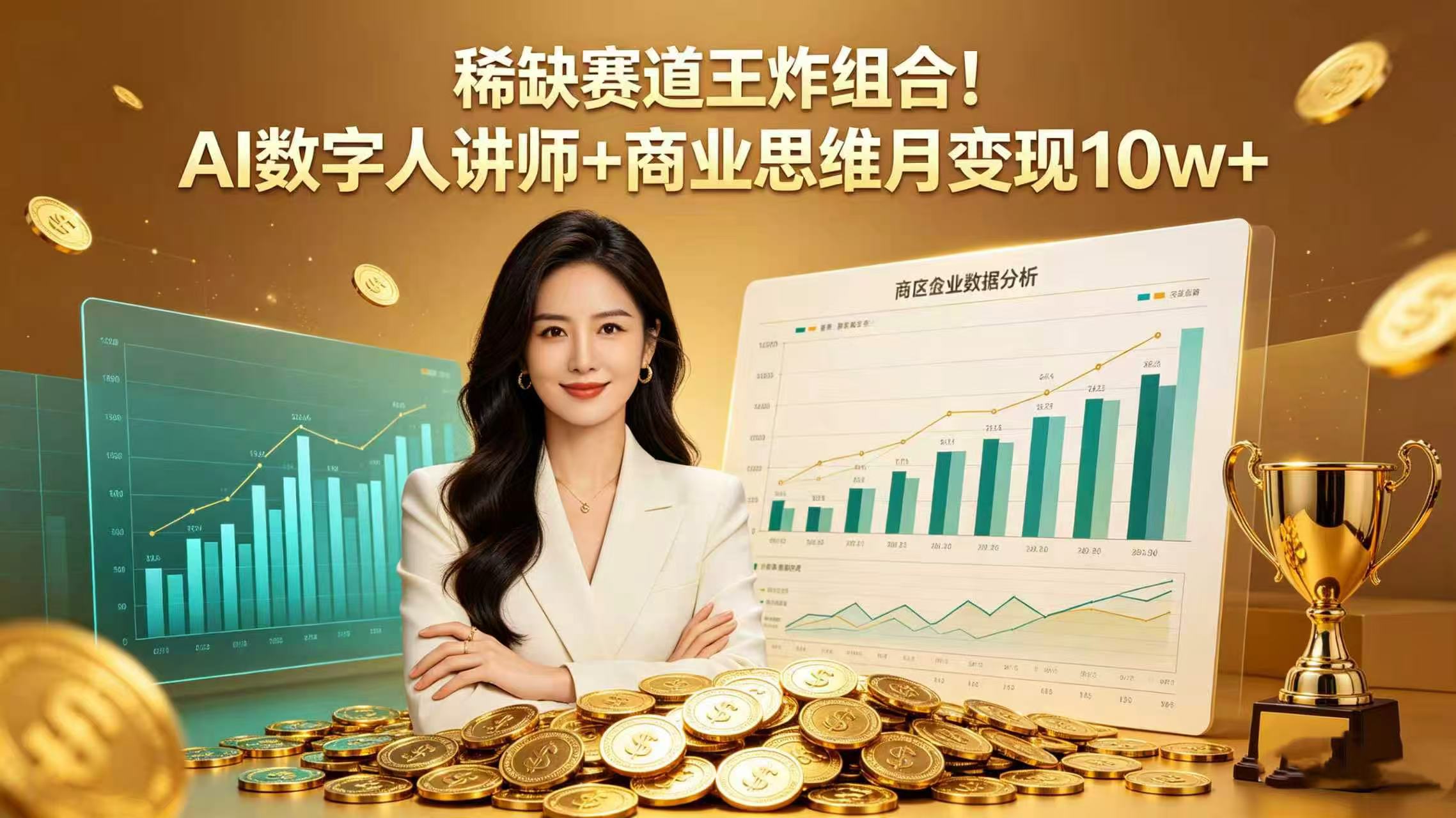 稀缺赛道王炸组合！AI 数字人讲师 + 商业思维 月变现 10w+去创吧-网创项目资源站-副业项目-创业项目-搞钱项目黑蛋搞钱