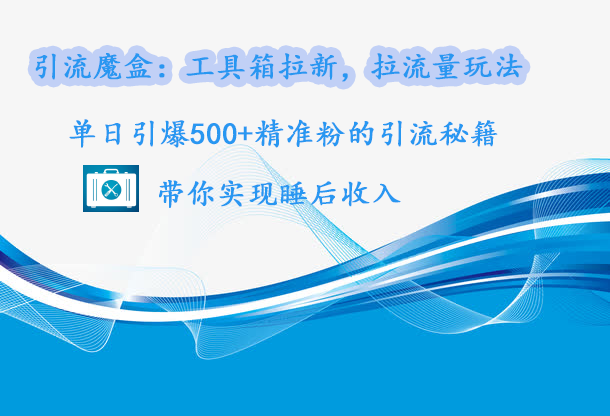 引流魔盒:工具箱拉新,拉流量玩法,单日引爆500+精准粉的引流秘籍,带你实现睡后收入