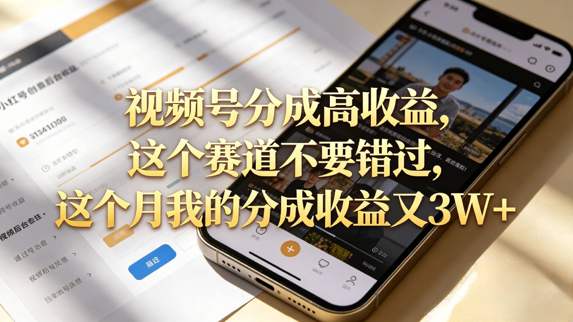想要【视频号分成高收益】，这个赛道不要错过，这个月我的分成收益又3W+去创吧-网创项目资源站-副业项目-创业项目-搞钱项目黑蛋搞钱