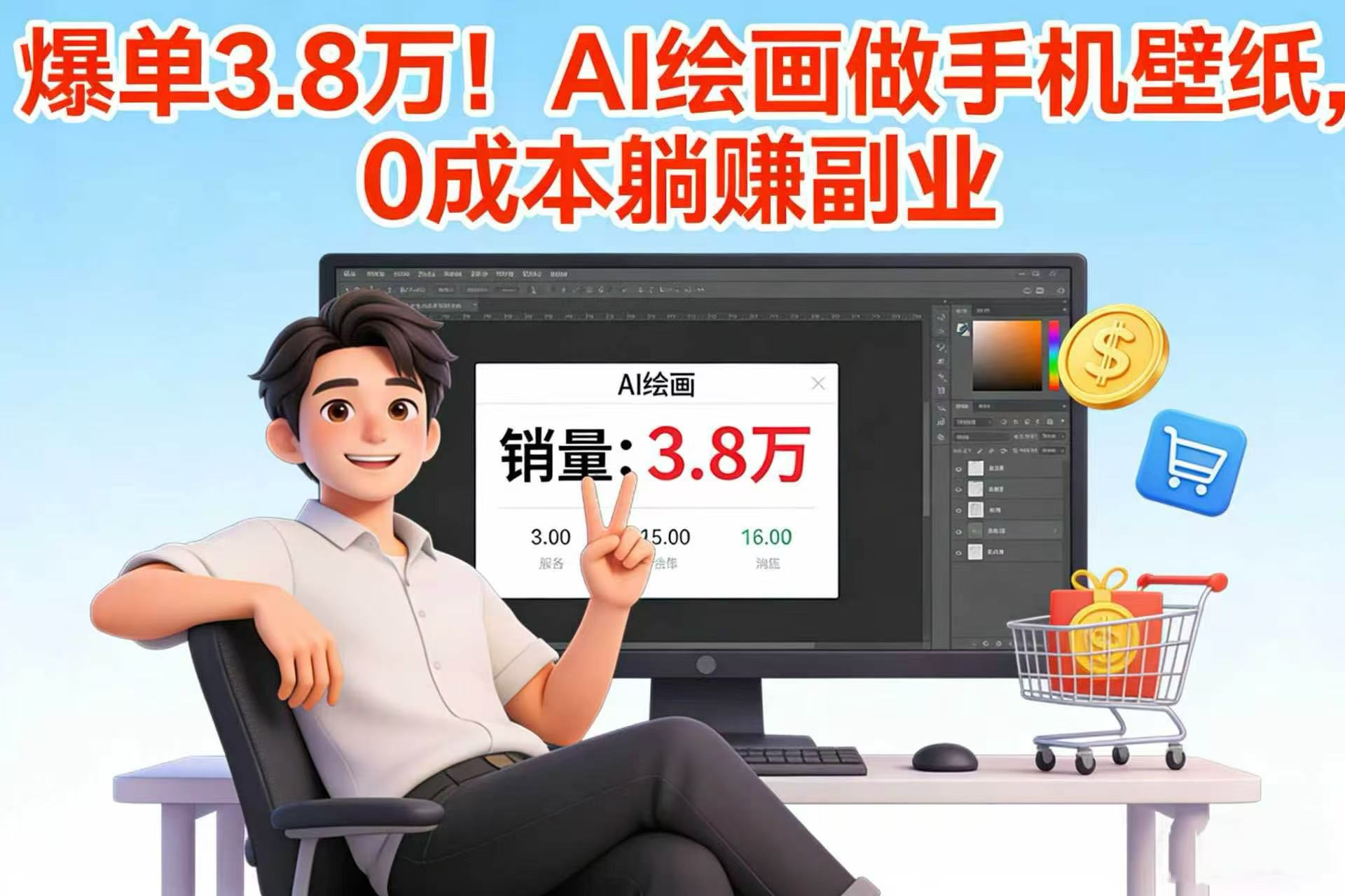 爆单 3.8 万！AI 绘画做手机壁纸，0 成本躺赚副业去创吧-网创项目资源站-副业项目-创业项目-搞钱项目黑蛋搞钱