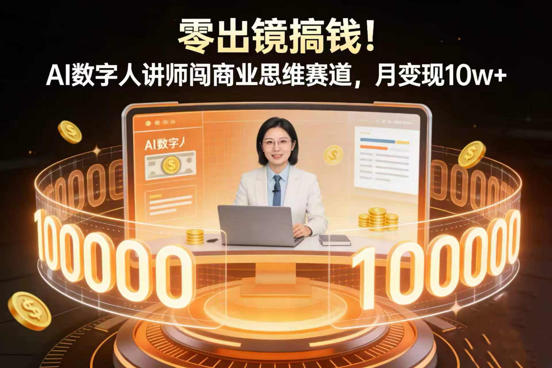 零出镜搞钱！AI 数字人讲师闯商业思维赛道，月变现 10w+去创吧-网创项目资源站-副业项目-创业项目-搞钱项目黑蛋搞钱