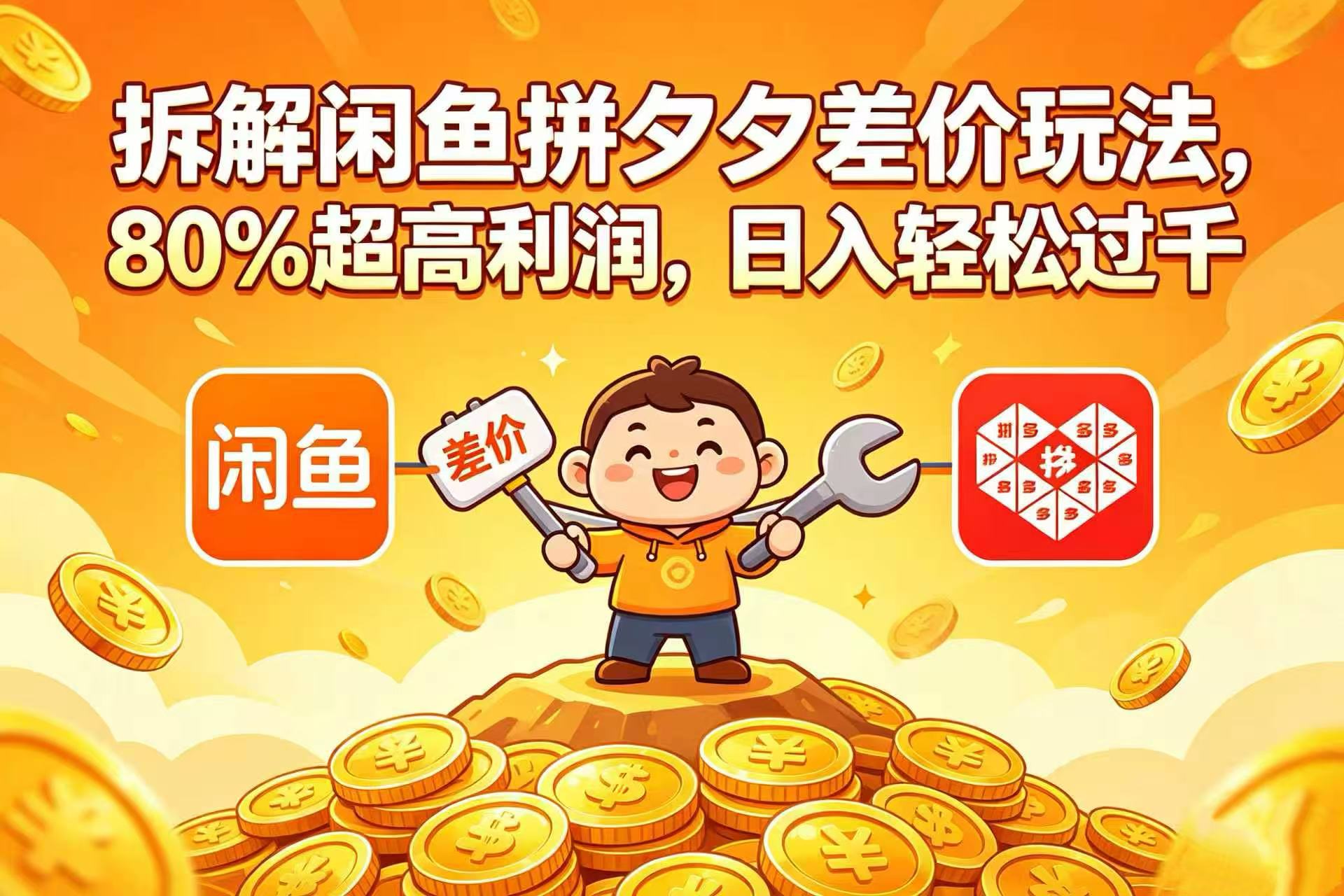 拆解闲鱼拼夕夕差价玩法，80% 超高利润，日入轻松过千去创吧-网创项目资源站-副业项目-创业项目-搞钱项目黑蛋搞钱