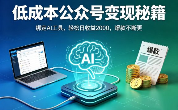 低成本公众号变现秘籍：绑定 AI 工具，轻松日收益 2000，爆款不断更