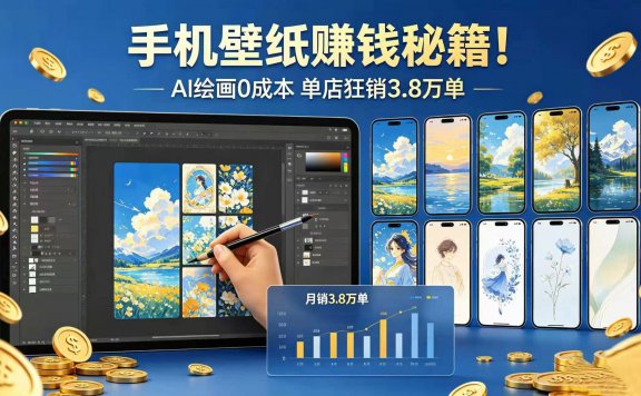 手机壁纸赚钱秘籍！AI 绘画 0 成本 单店狂销 3.8 万单