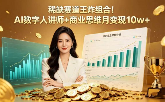 稀缺赛道王炸组合！AI 数字人讲师 + 商业思维 月变现 10w+