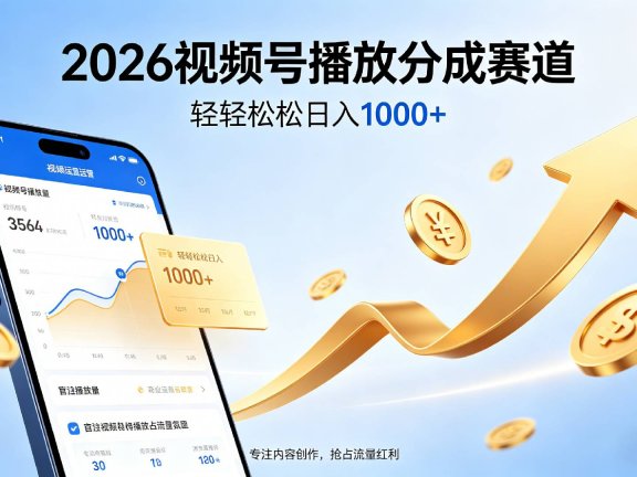2026做视频号赚分成收益,就选这个赛道,夯爆了,轻松日入1000+