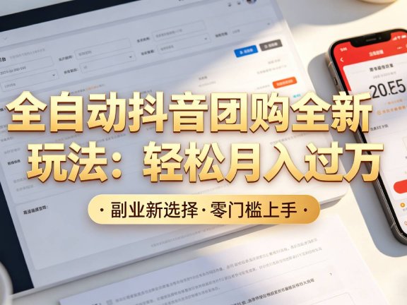 抖音全自动团购达人新玩法,一部手机轻松月入过万,日赚2000+